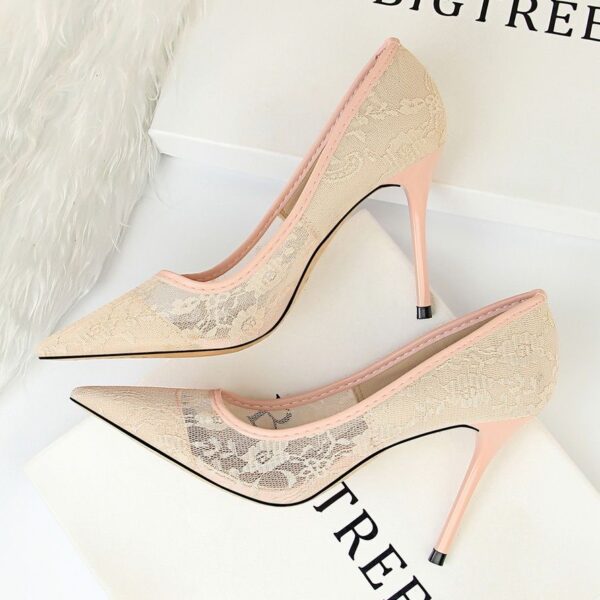 Pointed Toe Mesh High-Heel - Image 3